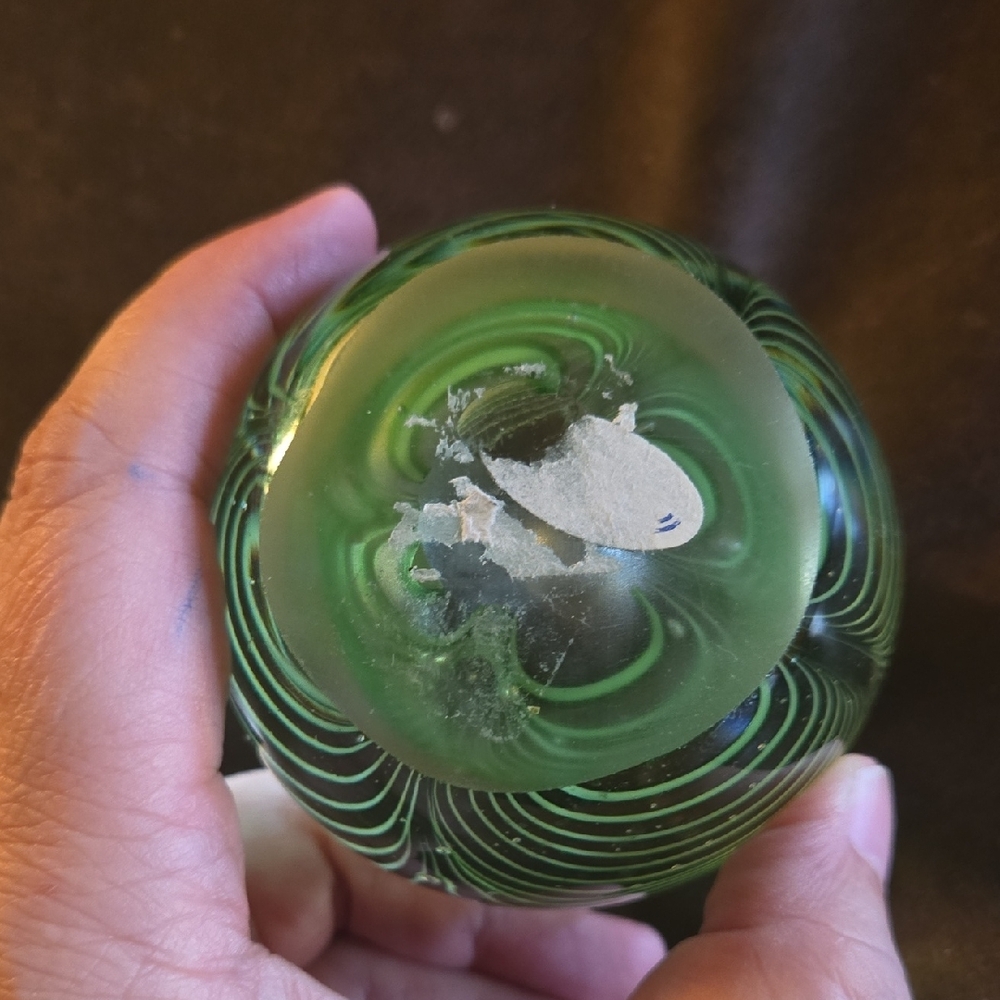 Green And Clear and Yellow Mellifori Style Glass Art - Picture 3 of 6